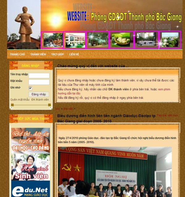 Khai trương trang web Phòng Giáo dục & Đào tạo thành phố Bắc Giang                               ...